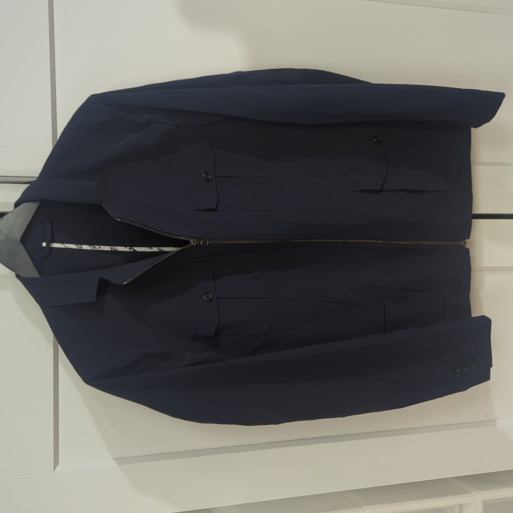 Mens Designer 2 Button blazer Michael Bastian Navy Nylon stretch jacket-M
